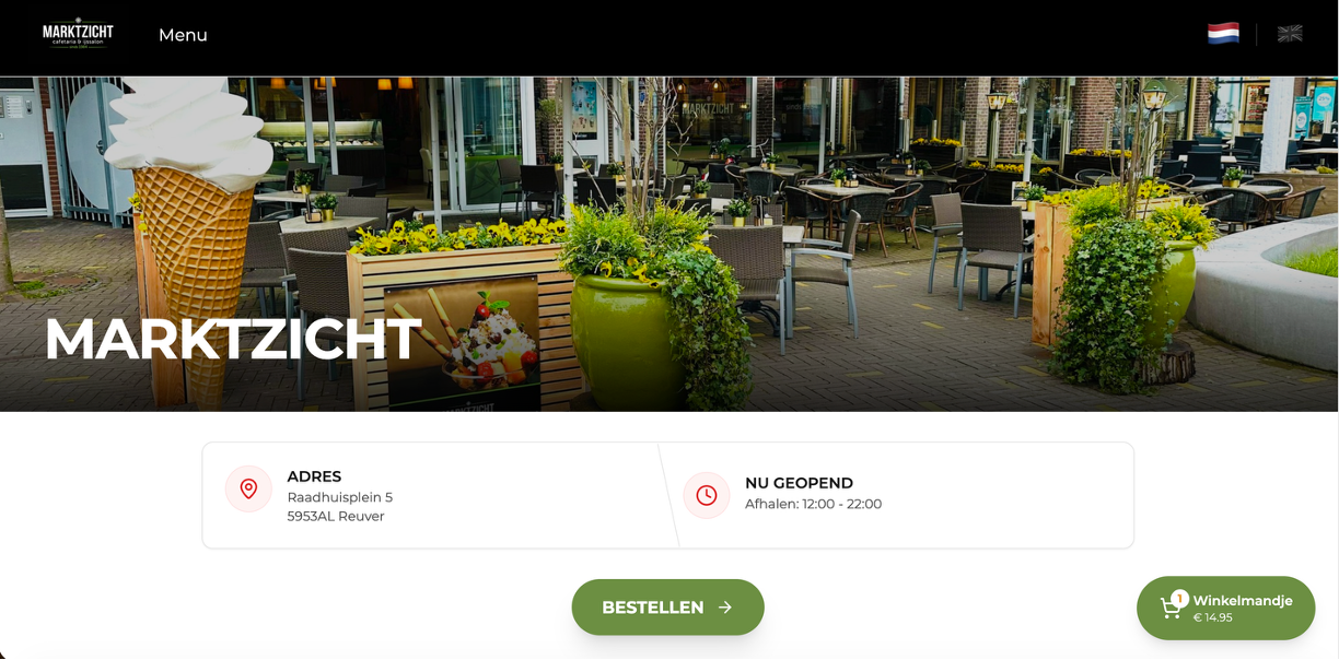 Ordering site desktop, Marktzicht