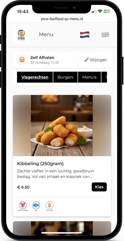 Ordering site on mobile