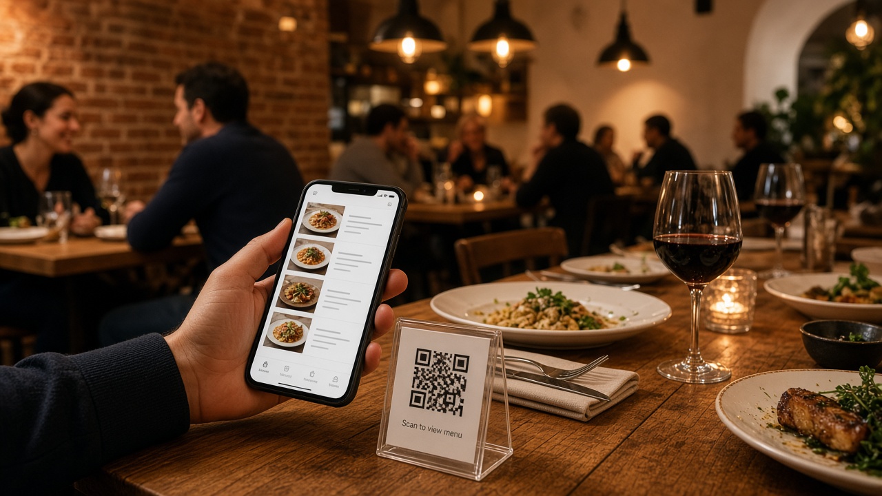Gast scant een QR-code aan tafel en bestelt op de telefoon